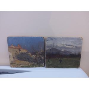 2 Oils On Panels Signed: Charles Louis Signoret